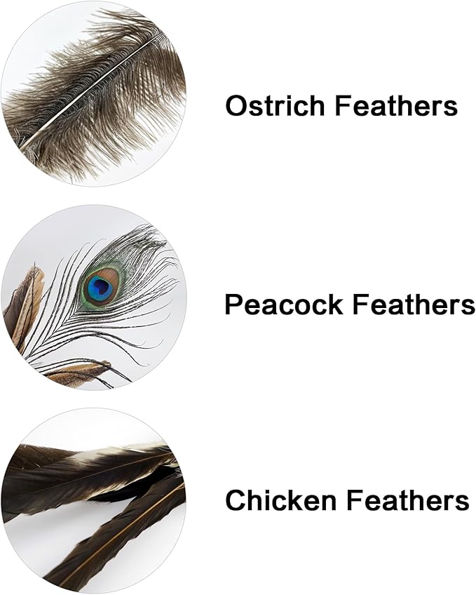 TTcat Cat Wand Toys Feather Stick Toys,3 Pcs Cat Teaser Sticks with Different Feathers, Peacock, Chicken Feathers,Interactive oys for Indoor and Kitten.