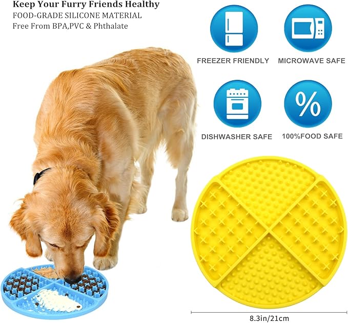Bangp Licking Mat for Dogs and Cats,Dog Slow Feeders,Boredom Anxiety Reduction,Heavy-Duty Lick Pad Dog Treat Mat with Unique Quadrant Design,Perfect for Yogurt,Treats or Peanut Butter