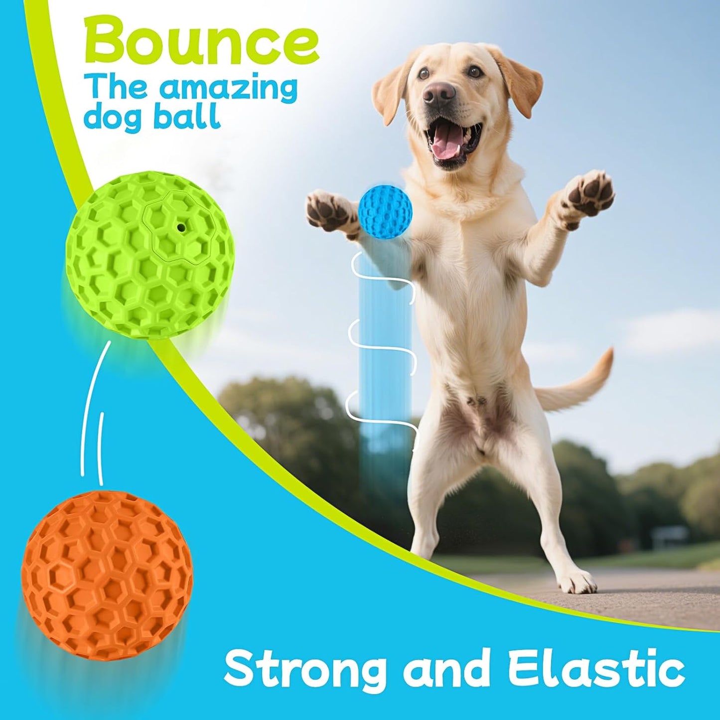 LUKITO Dog Chew Toys, Dog Toys for Aggressive Chewers Large Breed, Interactive Squeaky Balls, Tough Dog Toys with Natural Rubber for Large and Medium Small (3 Balls)