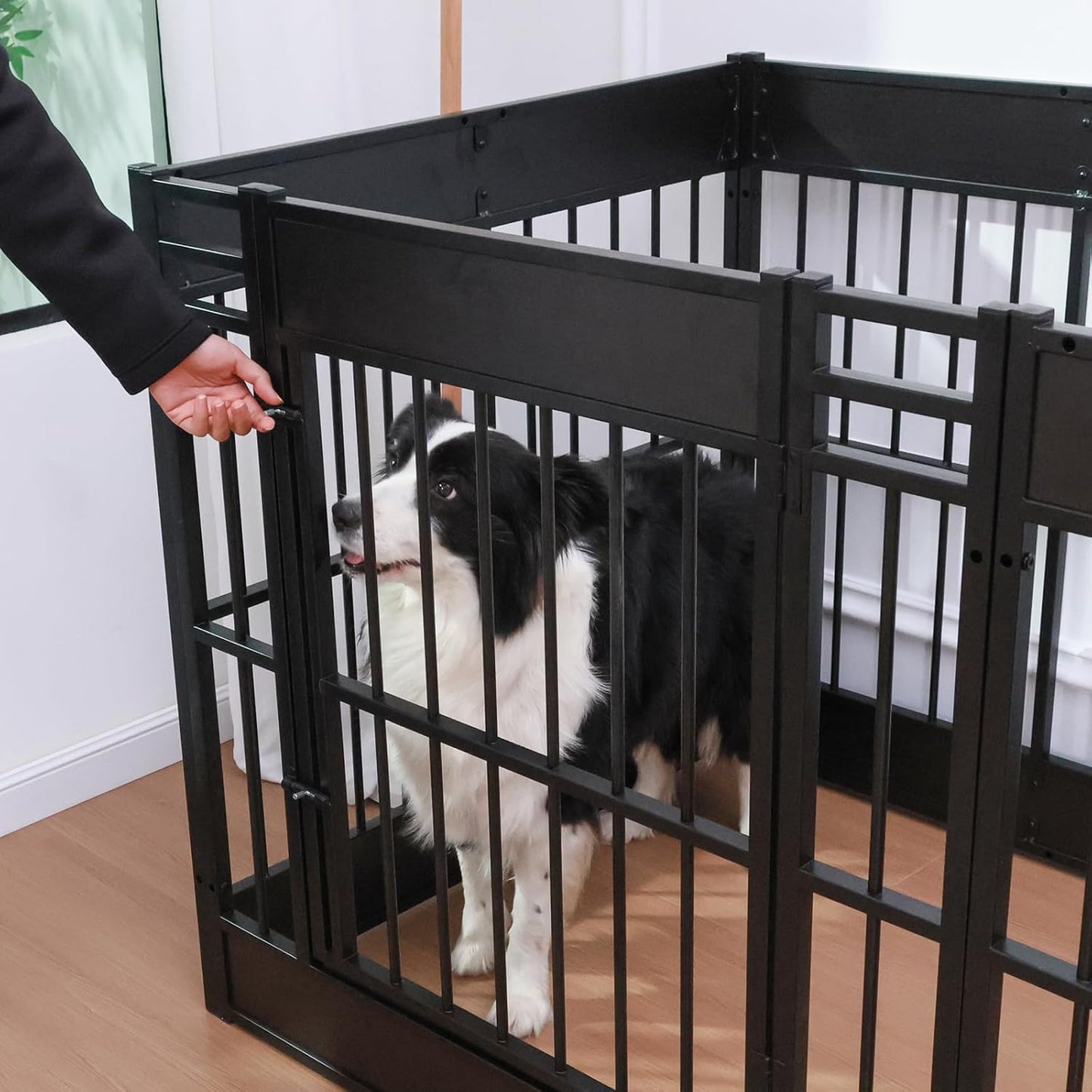 Dog Playpen, 35.4" Height Dog Pen Indoor, Heavy Duty, Safe and Sturdy, Furniture Style Puppy Pen (12 Panels (35.4" High), Black)