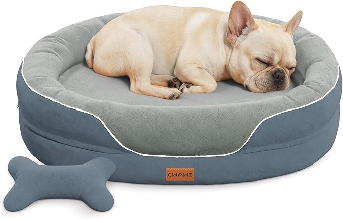 Large Orthopedic Dog Bed, 36 in. Dog Bed for Large Sized Dogs with Full-Surround Bolsters, Dual-Sided Dog Cooling Beds with Memory Foam, Washable Pet Sofa Couch with Nonslip Bottom, Dark Grey