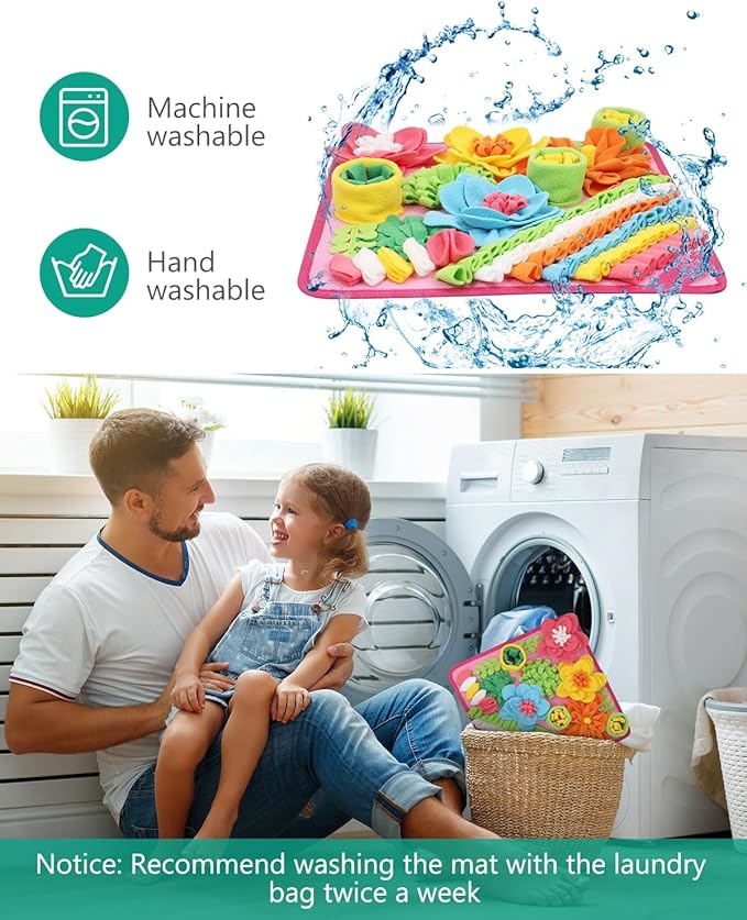 ORIA Snuffle Mat for Dogs, 20x20 Inch Interactive Dog Puzzle Toy, Slow Feeder Mat for Anxiety Relief & Mental Stimulation, Non-Slip Foraging Mat for Small Medium Large Dogs Cats Rabbits