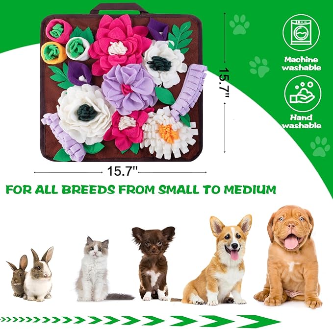 Snuffle Mat for Dogs,Dog Feeding Mat Sniff Mat Interactive Dog Puzzle Mat for Training and Stress Relief Encourages Natural Foraging Skills (Coffee)