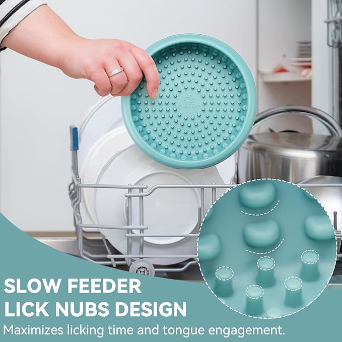 Dog Lick Bowl, Animire Freeze Lick Mat for Dogs, Non-Slip Slow Feeder Licking Bowl Enrichment Treat for Distraction Anxiety Relief, Food Grade Silicone, Dishwasher Safe(Teal,XL)
