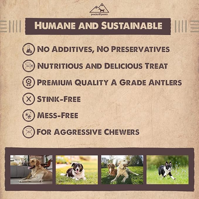 peaksNpaws Premium Split Elk Antlers for Dogs, Dog Treats Large Breed, Made in USA, Natural Chews for Aggressive Chewers, Long Lasting Pet Treat for Dogs Under 80 lbs, 2 Large/XL Antler Pack