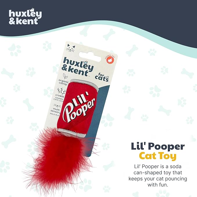 Huxley & Kent Plush Cat Toy - Interactive Catnip Toy for Cats & Kittens - Soft with Crinkle & Catnip - Fun Indoor Play - Lil' Pooper