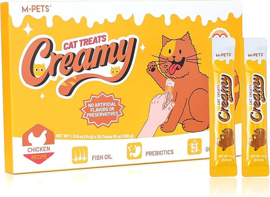 Triple Meat Protein Lickable Cat Treat – 20 Tubes Pack of Healthy Squeeze Up Creamy Snacks with Functional Nutrients for Hydration, Digestive & Coat Health – Grain Free, High Protein, Chicken Flavor