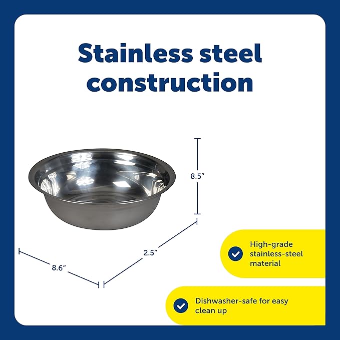 PetSafe Stainless Steel Dog and Cat Bowl, Grey, 5 Cup