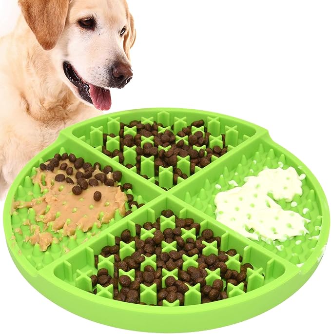 Bangp Licking Mat for Dogs and Cats,Dog Slow Feeders,Boredom Anxiety Reduction,Heavy-Duty Puzzle Mat Dog Treat Mat with Unique Quadrant Design,Perfect for Yogurt,Treats or Peanut Butter(Green)