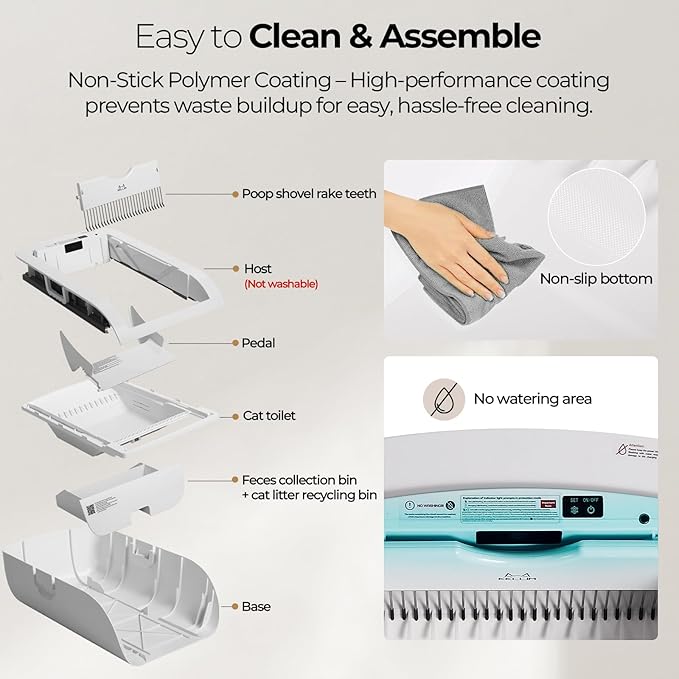 Self-Cleaning Automatic with Open-Top Design Cat Litter Box-Smart APP Control (2.4G/5G) with Health Tracking&24H Backup, Dual Safety Sensors&Odorless Design for Multi-Cat Homes (NO Tent)