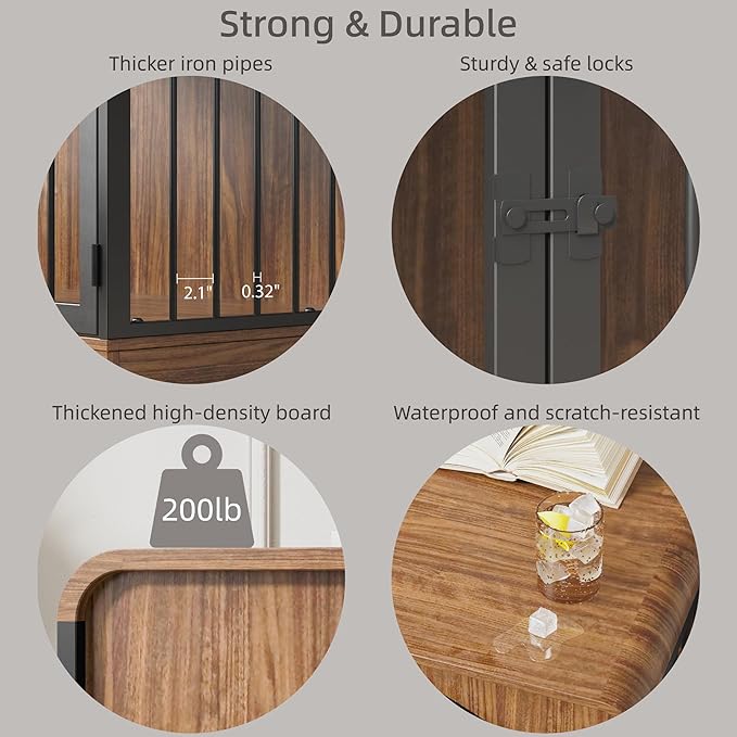 31.5" Farmhouse Dog Crate Furniture for Small Dogs, Decorative Pet House End Table, Wooden Dog Kennel Furniture Indoor, Retro Brown