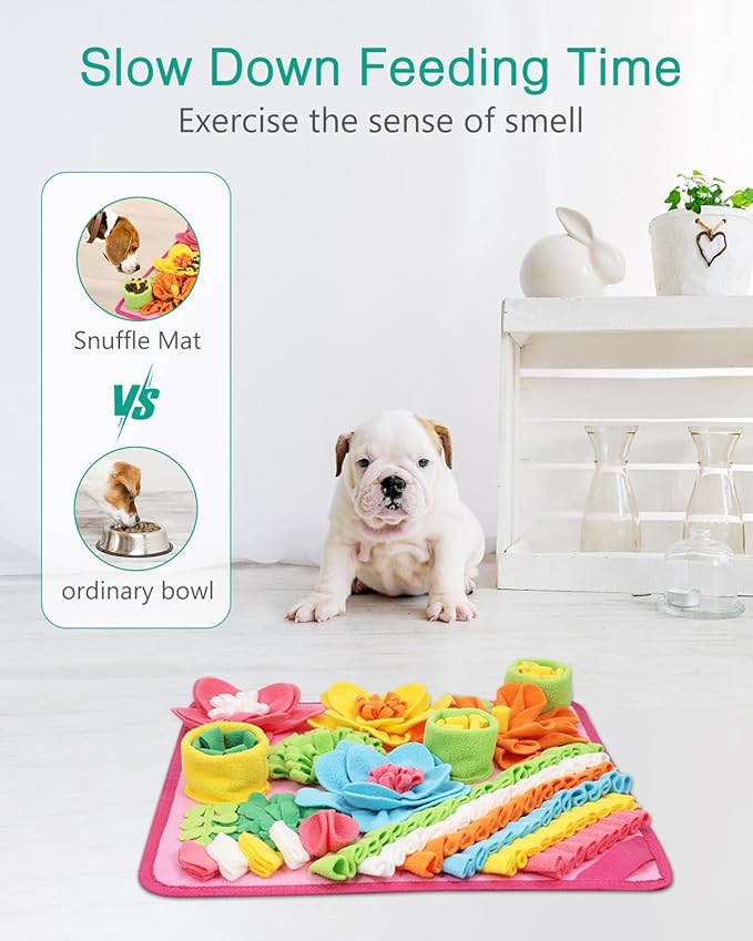 ORIA Snuffle Mat for Dogs, Pet Treats Feeding Mat, Interactive Foraging Mat for Boredom, Mental Stimulation, Encourages Natural Foraging Skills, Slow Eating, 15.4 x 15.4 in