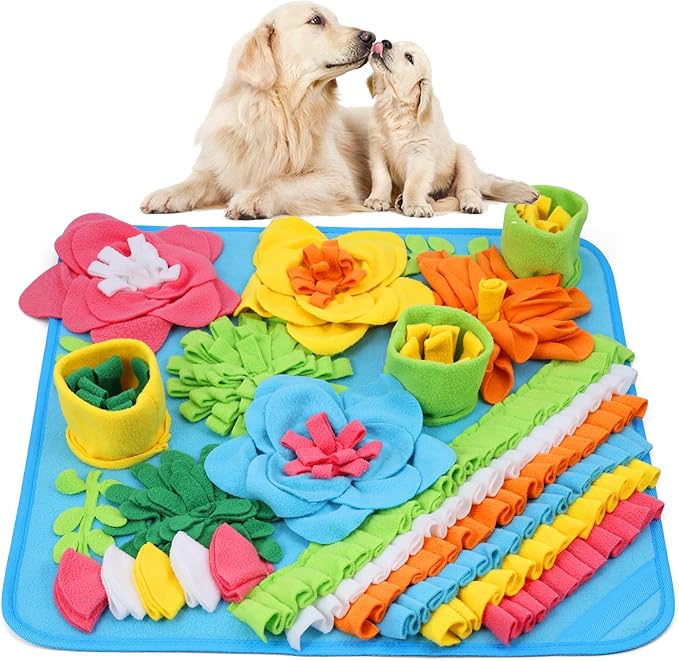 ORIA Snuffle Mat for Dogs, 15.4 x 15.4'' Slow Feeder Mat for Mental Stimulation, Foraging Training & Anxiety Relief, Interactive Puzzle Toy, Pet Foraging Mat for Small Dogs, Puppies, Cats, Rabbits