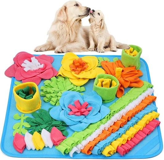 ORIA Snuffle Mat for Dogs, 15.4 x 15.4'' Slow Feeder Mat for Mental Stimulation, Foraging Training & Anxiety Relief, Interactive Puzzle Toy, Pet Foraging Mat for Small Dogs, Puppies, Cats, Rabbits