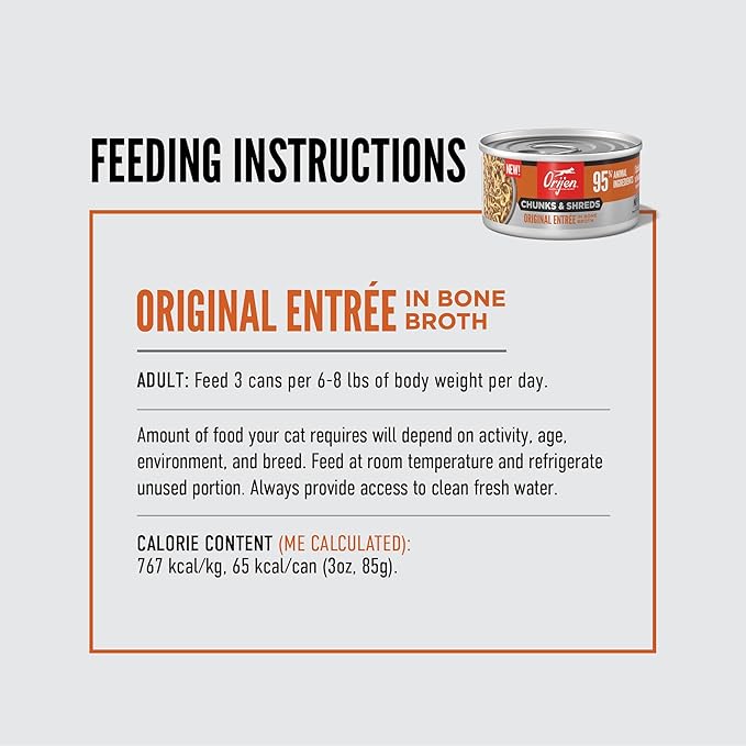 ORIJEN Chunks & Shreds Wet Cat Food Original Entrée 3oz Cans (12 Count)