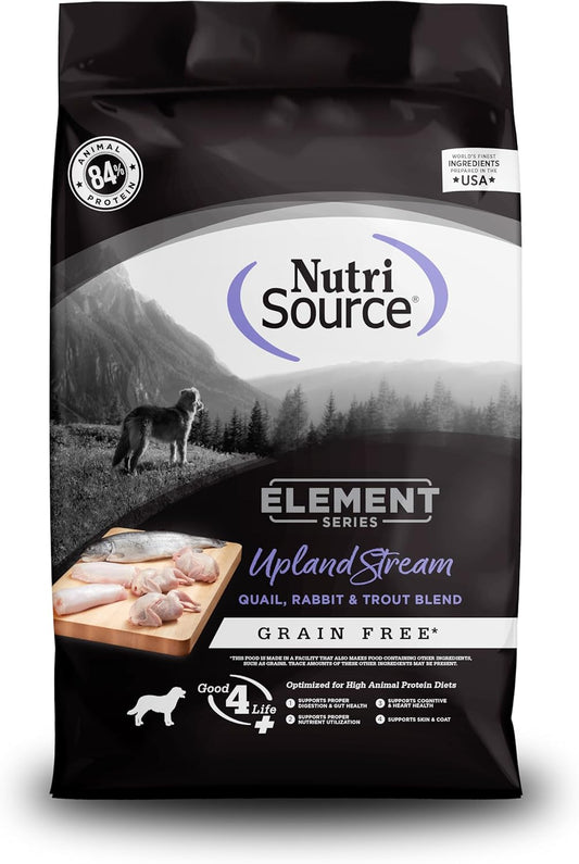 NutriSource Element Series Upland Stream Dry Dog Food, Quail, Rabbit & Trout, 12LB