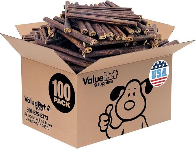 ValueBull USA Collagen Sticks for Small Dogs, 6 Inch Thin Chews, Natural Dog Treats, 100 Count Bulk Pack - Promotes Joint, Skin & Coat Health with Glucosamine and Chondroitin