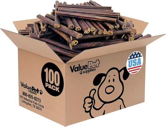 ValueBull USA Collagen Sticks for Small Dogs, 6 Inch Thin Chews, Natural Dog Treats, 100 Count Bulk Pack - Promotes Joint, Skin & Coat Health with Glucosamine and Chondroitin