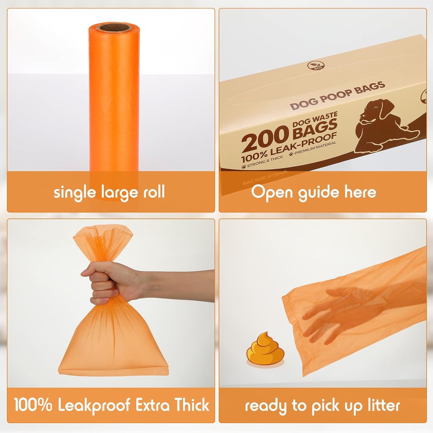 Sherr 20 Boxed Rolls 4000 Counts Dog Poop Bags Bulk Leak Proof Dog Waste Bags Universal Pet Doggy Waste Poop Box for Puppy Pets Outdoor Walking and Travel, 20 Rolls of 200(Orange)