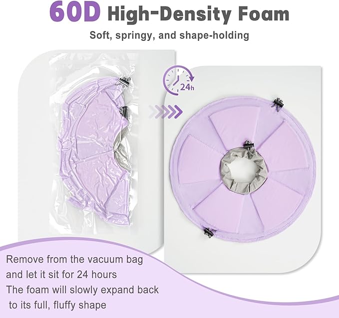 Cat Cone Collar Soft, Adjustable Elizabethan Collar for Cats to Stop Licking, Comfortable Lightweight Kitten Cone for Wound Healing and Surgery Recovery,Purple M