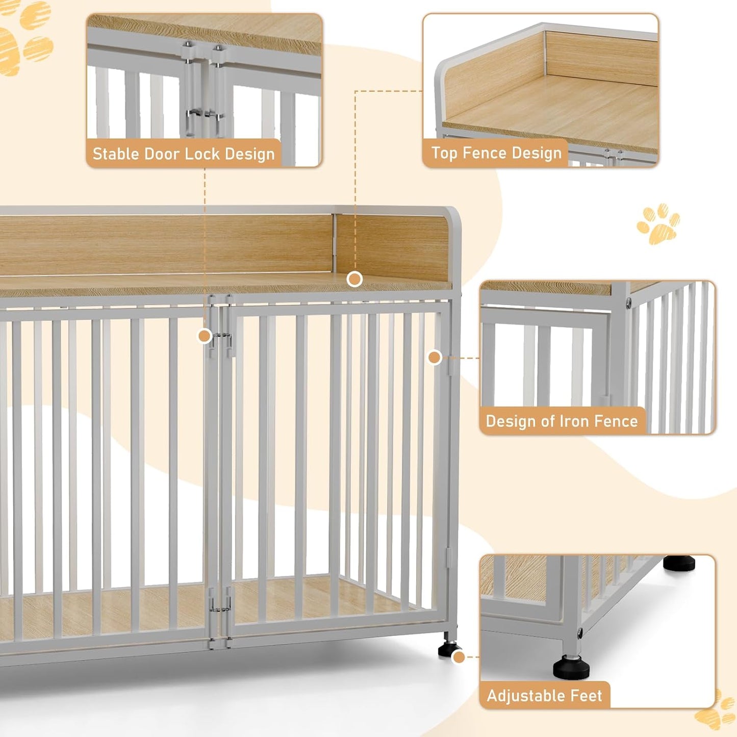 42inch Dog Crate Furniture, Medium Dog Kennel Indoor, Decorative Pet House End Table, Wooden Cage Kennel Indoor, Heavy Duty Dogs Crate Furniture for Large and Medium