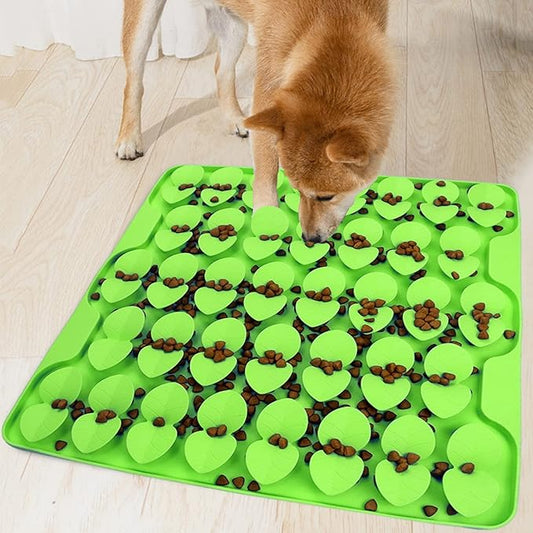 Large Silicone Snuffle Mat for Small Medium Large Dogs Slow Down Eating,Slow Feeder Lick Mat for Dry Wet Food for Pet Encourages Natural Foraging Skill,Relieving Stress (Green)
