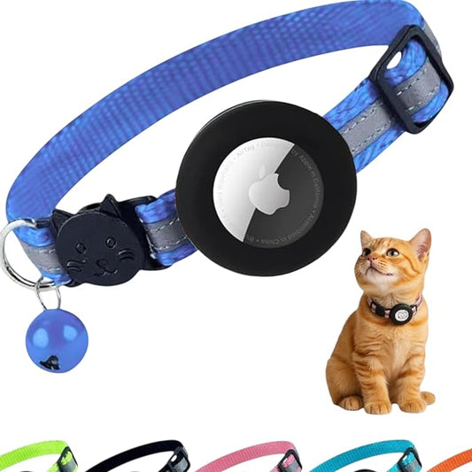 AirTag Cat Collar Airtag Holder for Cats – Breakaway Reflective Nylon Kitten Collar with Bell, Adjustable 1cm Cat Collar for Tracking, Safety & Small Cats (Fits 8.66–13.78 in)