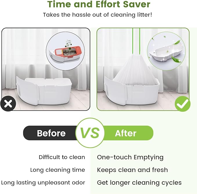 67 Count Cat Litter Bags Compatible with Pet Pura MAX Self-Cleaning Litter Box&MeoWant-SCO1, Drawstring Kitty Liners, Disposable Replacement Poop Trash Bag, Durable Leak-proof - 21" x 15.7 "