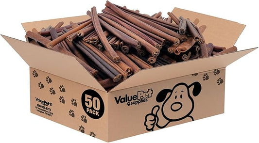 ValueBull Collagen Sticks for Dogs, 12 Inch Medium Chews, Natural Long-Lasting Dog Treats, 50 Count Bulk Pack - Supports Joints, Skin & Coat with Chondroitin & Glucosamine