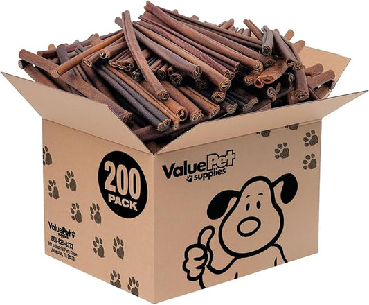 ValueBull Collagen Sticks for Dogs, 12 Inch Medium Chews, Natural Long-Lasting Dog Treats, 200 Count Wholesale Pack - Supports Joints, Skin & Coat with Chondroitin & Glucosamine