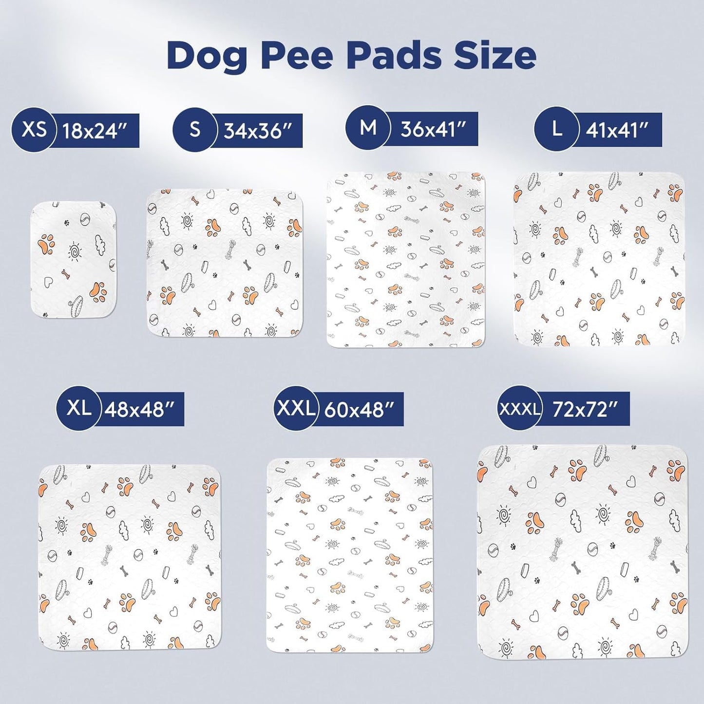 Washable Pee Pads for Dogs, 2 Pack Large 36"x41" Super Absorbent Reusable Training Pads, 100% Waterproof Non-Slip Puppy Whelping Playpen Indoor Mat Pet Supplies