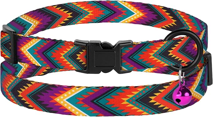 Cat Collars 2 Pack - Soft Cute Breakaway Collar with Bell, Adjustable Safety Kitten Collars for Girl & Boy Cats – Comfortable Stylish Patterned Print Lightweight (Floral + Arrows)