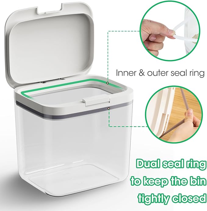 2 Pack Large Dog Treat Container Bins 2 Qt + 3 Qt with One-Press Flip-up Lid, Airtight Pet Dog Cat Treat Jar for Countertop, Pet Biscuit Canister Cookie Holder