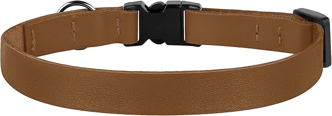 Breakaway Cat Collar with Bell - Leather Adjustable Kitten Collars with Safety Quick Release Buckle - Soft Small Pet Collars for Girl & Boy Cats (Brown)