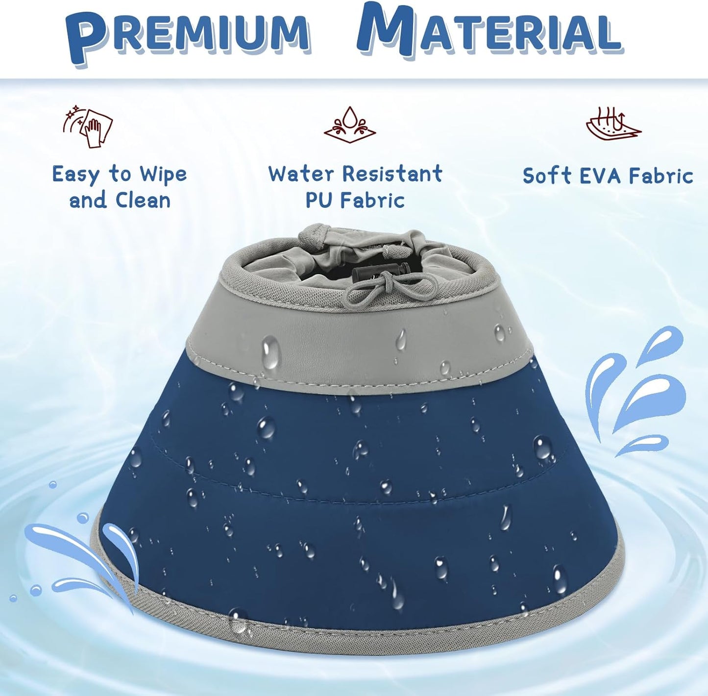 Cat Cone Collar Soft to Stop Licking, Adjustable, Foldable Lightweight Kitten Cones After Surgery Recovery for Cats & Kittens, Cat Cone Alternative (Solid Blue, L)