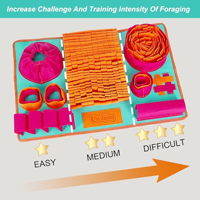 Vivifying Snuffle Mat for Dogs, Interactive Dog Enrichment Toys for Small Dogs and Cats Slow Eating and Keep Busy, Sniff Mat for Boredom and Mental Stimulation
