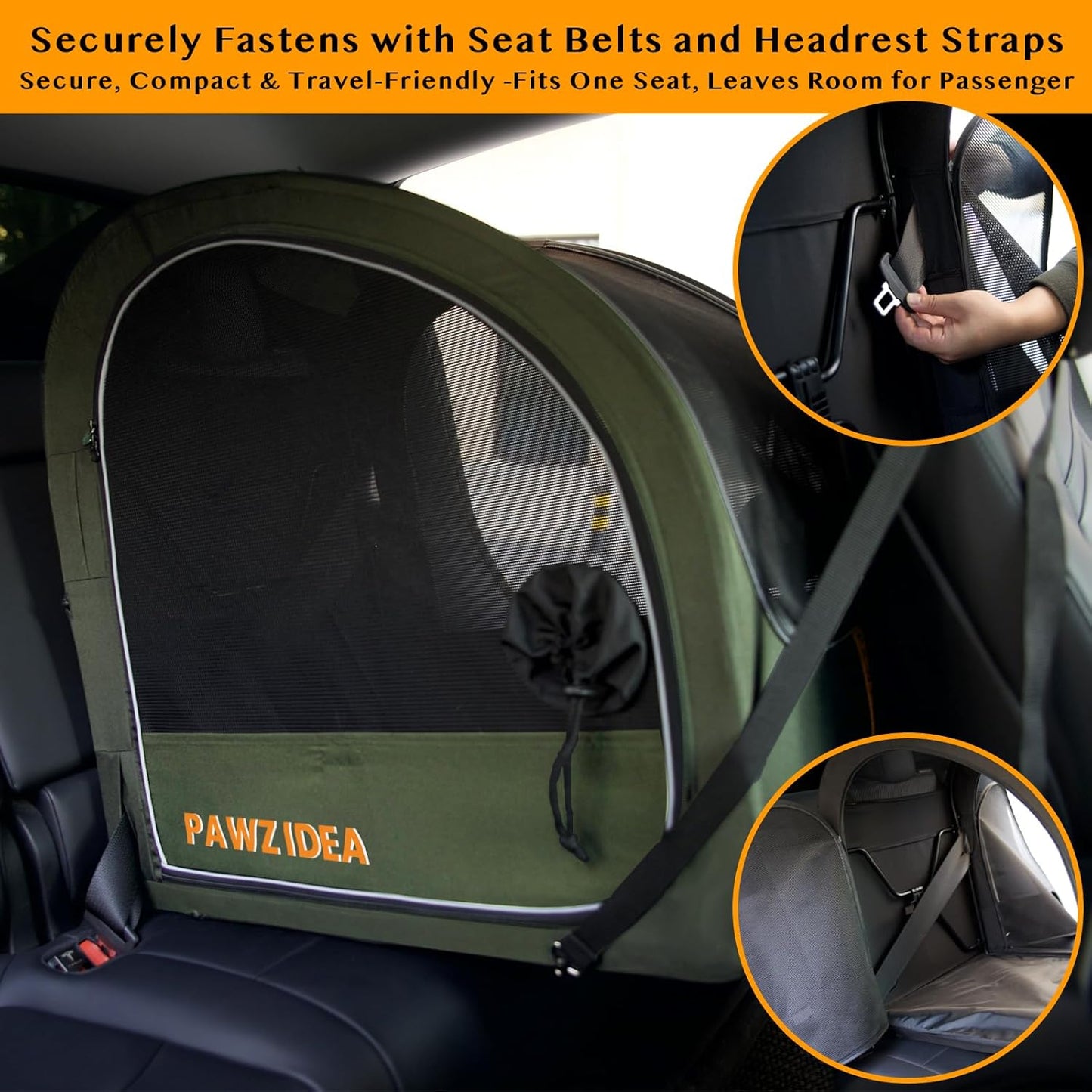 PAWZIDEA Dog Stroller for Large Dogs, Collapsible Pet Stroller with Detachable Carrier, Portable Dog Crate for Car Seat, Adjustable Handle, All-Terrain 9” Wheels, Ideal for Travel & Outdoor Adventures