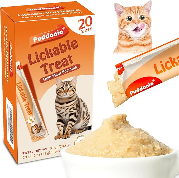 High-Meat Lickable Cat Treats, Grain & Gum Free, No Additives, All-Natural High Protein Puree, 0.5oz Tubes (Pack of 20)