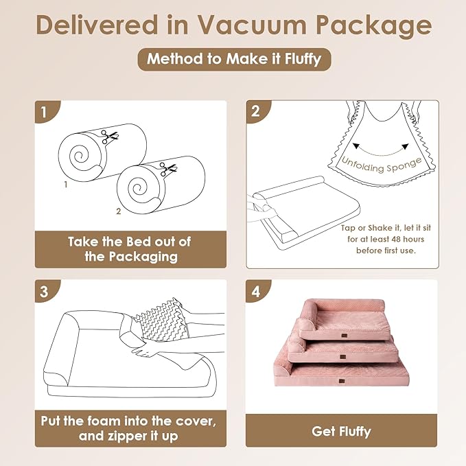 EHEYCIGA Memory Foam Dog Bed Large Sized Dogs, Pet Bed for Large Dog for Crate with Waterproof Liner, Pet Couch Bed Orthopedic with Washable Removable Cover, 35x23x6 Inches, Pink