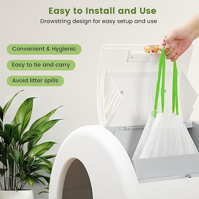 67 Count Cat Litter Bags Compatible with Pet Pura MAX Self-Cleaning Litter Box&MeoWant-SCO1, Drawstring Kitty Liners, Disposable Replacement Poop Trash Bag, Durable Leak-proof - 21" x 15.7 "