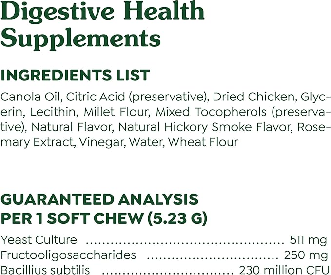 Greenies Supplements Digestive Health Probiotics for Dogs Chicken Flavor, 7.8 oz. Pouch of 40 ct.