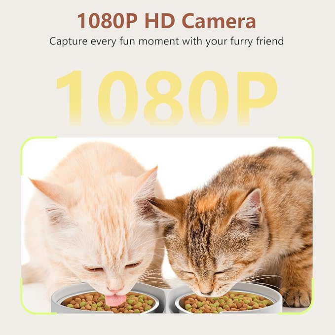 Automatic Cat Feeder with Camera, 5L Auto Dog Feeder with Night Vision Cat Food Dispenser with Stainless Steel Bowl, Pet Feeder for Small Pets Indoor (Vedio)