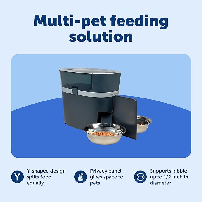 PetSafe 2-Pet Meal Splitter with Bowl - Designed for PetSafe Smart Feed and Healthy Pet Simply Feed Automatic Cat Feeder - No-Mess Food Dispensing - Includes Privacy Panel