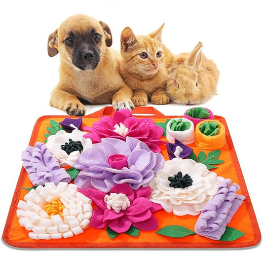 Snuffle Mat for Dogs,Dog Feeding Mat Sniff Mat Interactive Dog Puzzle Mat for Training and Stress Relief Encourages Natural Foraging Skills (Bright Orange)