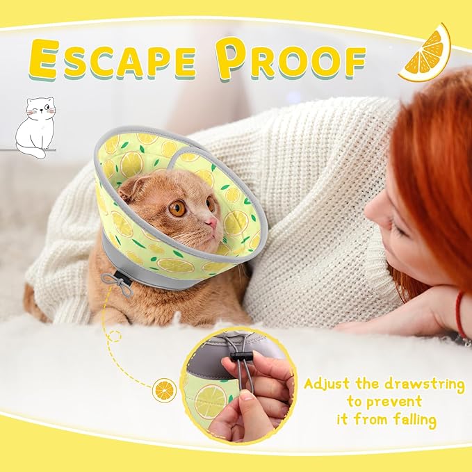 Cat Cone Collar Soft to Stop Licking, Adjustable, Foldable Lightweight Kitten Cones After Surgery Recovery for Cats & Kittens, Cat Cone Alternative (Yellow, S)