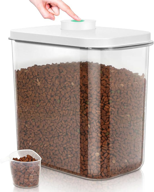 TBMax Dog Cat Food Storage Container 12-15 Lbs with Easy-Carrying Handles, Stackable Pet Food Dog Treat Container with Pop Up Lids, Airtight Food Storage Bin for Kitchen Organization