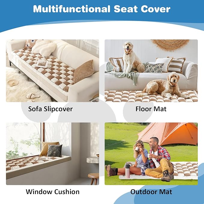 VClife Khaki Plaid Dog Car Bed Mat, Non-Slip Backseat Extender Pet Blanket, Washable Dog Bed Mat for SUVs, Sedans & Small Trucks, Portable Travel Pad for Dogs, Wear Resistant, Pet Friendly, 51"×23.6"