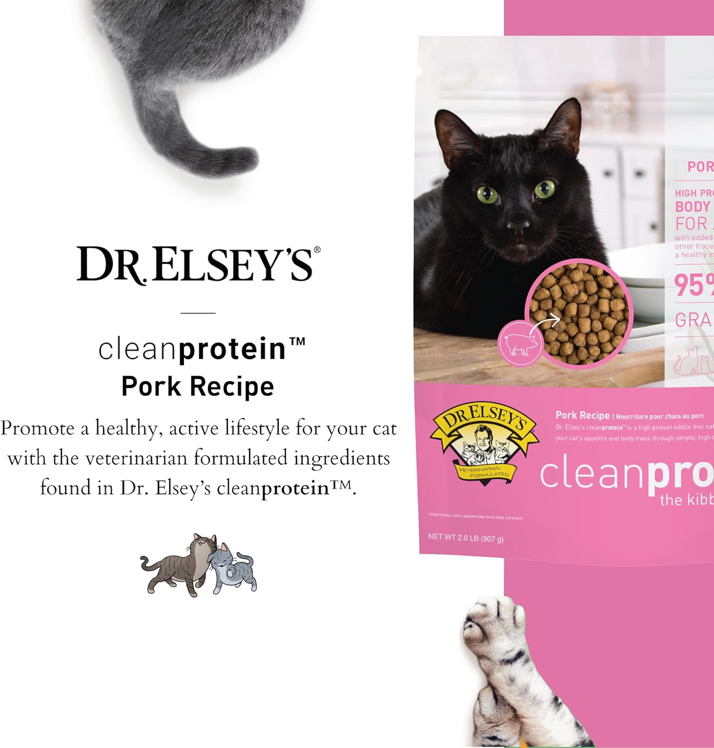 Dr. Elsey's cleanprotein Pork Cat Kibble 6.6lb. Bag