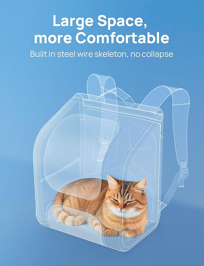 Pecute Cat Backpack Carrier, Large Space Cat Bubble Backpack, Breathable Cat Carrier, Shaded Dog Backpack Carrier, Ergonomic 3D Design for Travel, Hiking, Suitable for Shopping, and Vet, Khaki