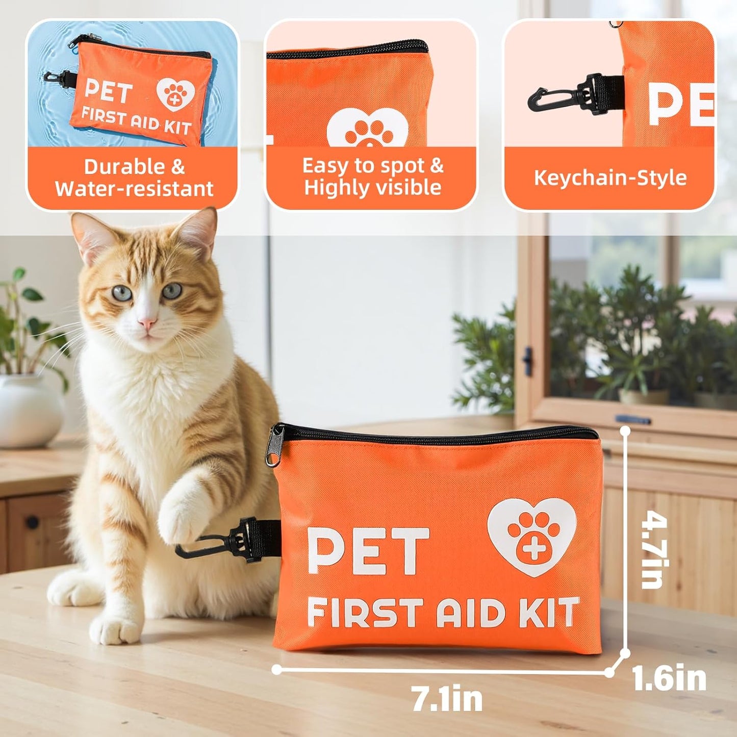 Portable Dog First Aid Kit with Hook - Water Resistant Pouch for Hiking, Camping, Daily Family Use, Travel, Pet Safety, Thoughtful Gift for Pet Owners (45pcs Standard Version)